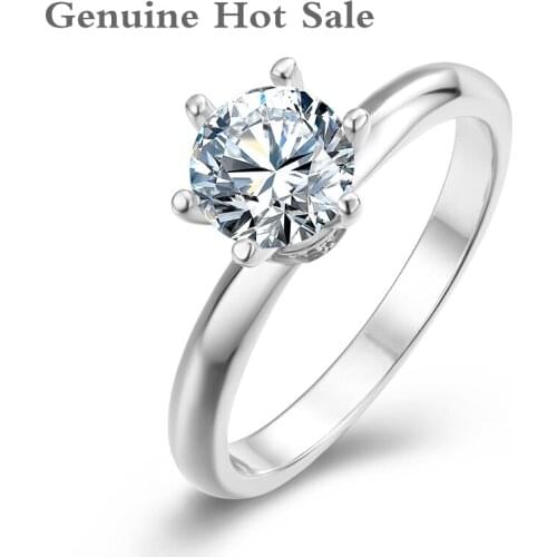 Classic 925 Sterling Silver Moissanite Ring Simple Trendy style 1ct 6.5mm D color Jewelry Wedding Anniversary Ring For Women