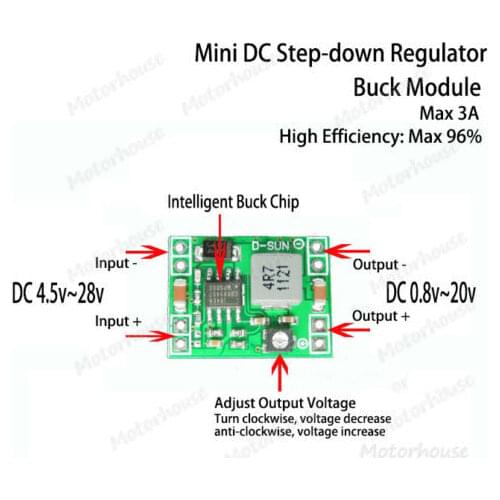 Mini DC-DC Buck Step-down Volt Regulator Module DC 4.5v-28v to DC 3.3v 5v 9v 12v 3A Adjustable Voltage Converter