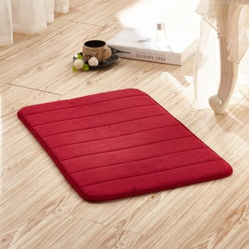 Memory Foam Bath Mat Thick Coral Fleece Carpet Coral Foam Non-Slip Back Rug Soft Bathroom Carpet Slow Rebound Stripe Carpet