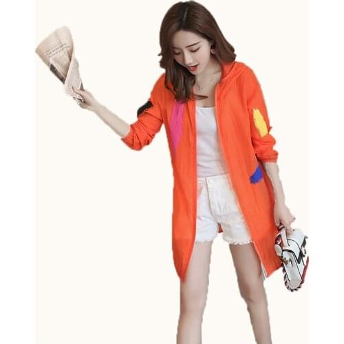 Summer Hooded Thin Sunscreen Jacket Women Coat 2019 Summer Casual Zipper Female sun protection Outwear big size beach coat S-2XL