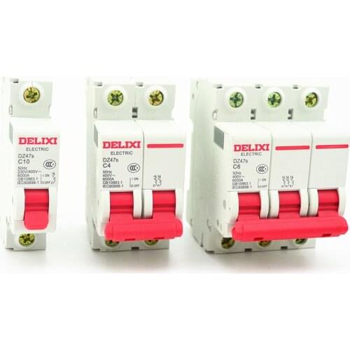 Miniature Circuit Breaker DZ47S DELIXI MCB 1Pole 2Pole 3Pole "C" Curvers 1A-63A