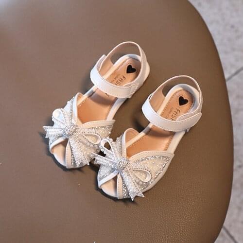 Fashion Pearl Rhinestone Shiny Childrens Princess Shoes Girls Sandals Party and Wedding Shoes Size 23-35