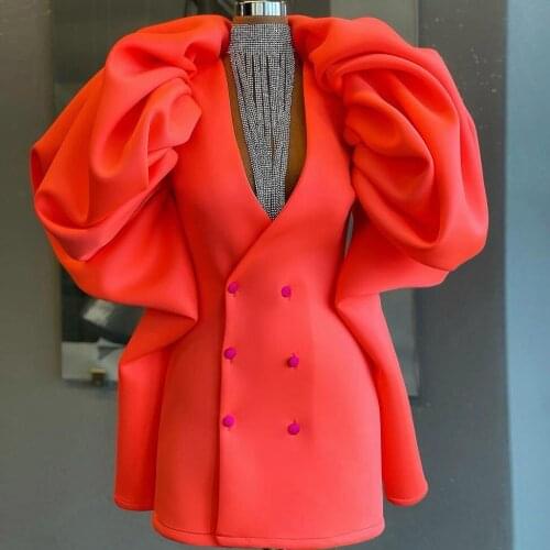 New Fashion Elegant Prom Dresses Fluffy Long Sleeve V-Neck Plus Size Women Formal Evening Party Pageant Mini Gowns Custom Made