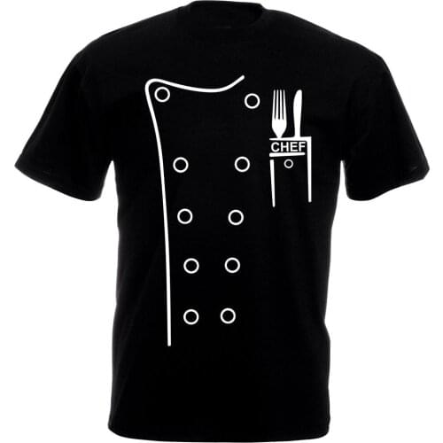 Homme T-Shirt Men Fashion Chef Tee Shirt Black Funny Novelty Head Cook Kitchen Cooking Bar Stafft Shirts For Men