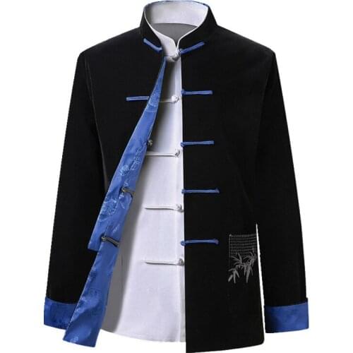 Mens Vintage Chinese Style Corduroy Reversible Tang Jacket Coat