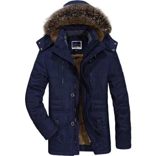 Mens Velvet Warm Coat Fashion Winter Jacket Men Thick Casual Outwear Jackets Mens Fur Collar Windproof Parkas Plus Size 6XL