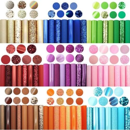 David accessories 5-8pcs/set 20*33cm Solid Series Faux Synthetic Leather Sheets for Bows Earring Bag DIY Accessory,1Yc12977