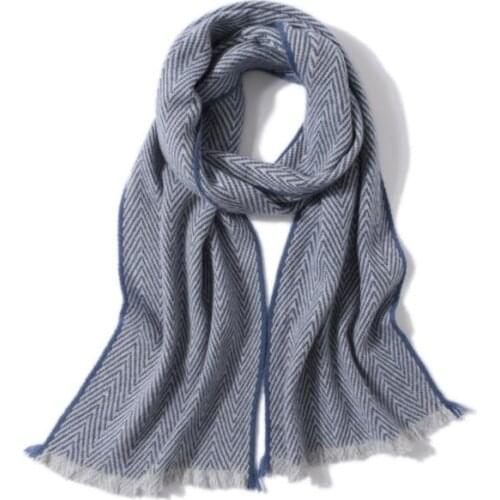 Naizaiga 100% Cashmere men deep blue camel white 33x190cm 135g winter men shawl, MWYR50