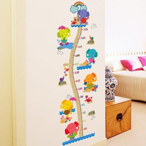Wall Stickers For Kids Rooms Home Decor Cartoon Animal Measurement Height Sticker PVC Self-adhesive Wallpaper DIY Art Wall Decal