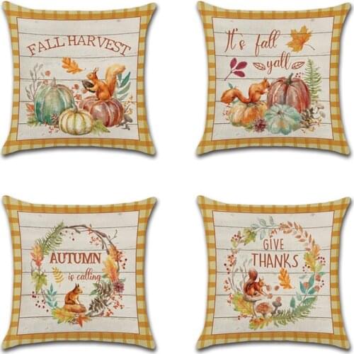 Happy Fall Pumpkins Cushion Cover Happy Halloween Thanksgiving Pillow Covers Home Decor for Sofa Bed Decorative Cases