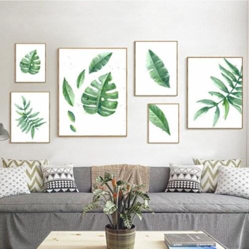 Nordic Minimalist Fresh Leaf Sofa Background Wall Art Poster Painting Core Living Room Decorative Hanging Paintings