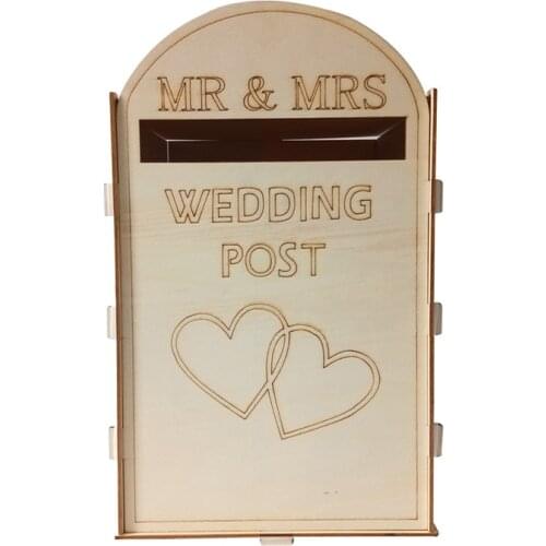 New DIY Wedding Gift Card Box Wooden Money Box with Lock Beautiful Wedding Decoration Supplies for Birthday Party Storage Money