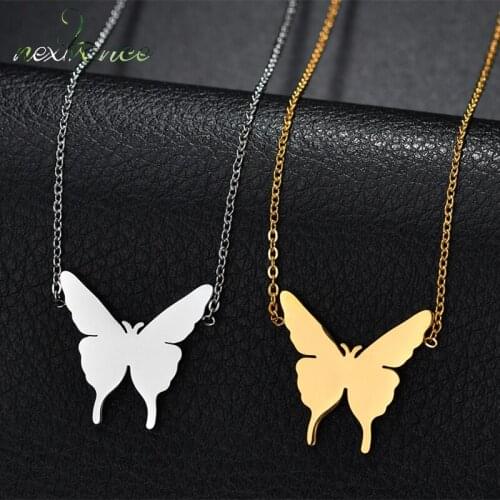 Nextvance Enthnic Stainless Steel Butterfly Pendant Necklace Cute Animal Chain Necklaces for Friend Gift Bijoux Femme