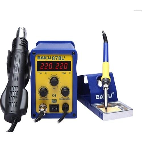 Hot Air Soldering Station BK-878L2 Dual Digital Display SMD Brushless Hot Air Rework Station + Soldering Iron and Hot Air Gun YZ
