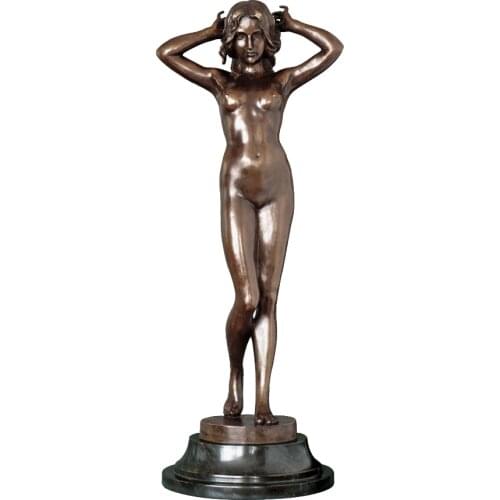 Sexy Nude Standing Girl Bronze Statue Naked Woman Sculpture Modern Erotic Female Art Large 78Cm Decoration