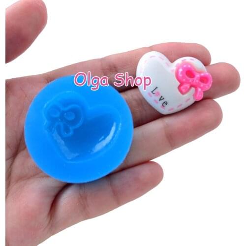 PYL725 24.0mm x 29.1mm Heart Silicone Mold Fondant Cake Decoration Candy Resin Clay Earrings Necklace Craft Soap Candle