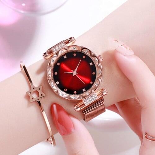 Luxury Women Magnetic Watches 2019 relogio feminino gradient Rhinestone Ladies Stainless Steel Quartz Wrist Watch For Gift Clock