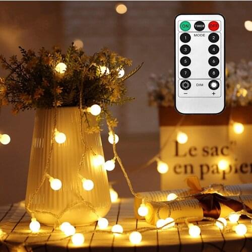 Yohencin 5M 50 LED Warm White Christmas Lights 8 Modes Indoor Outdoor Remote Control Fairy Lights Battery Powered