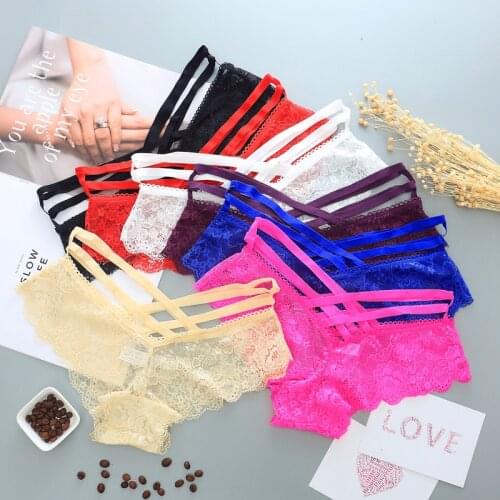 Sexy Panties Women Lace Low-rise Solid Sexy Briefs Transparent Female Underwear Soft Lingerie Ladies G String Thong