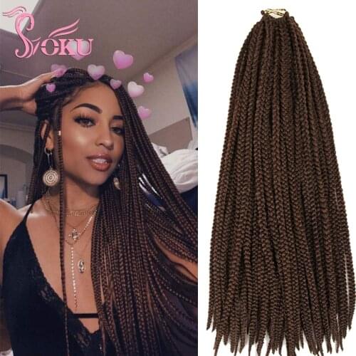 SOKU Medium Box Braids Hair Ombre Crochet Hair Extensions 24 Inches Braiding Hair Dreadlocks African Synthetic Box Braid