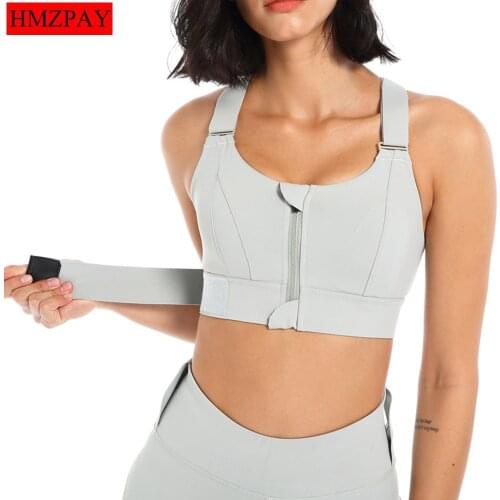 Front Zipper Sports Bra For Women Gym Plus Size 5XL Velcro Adjustable Fitness Yoga Shockproof High Support All-in-one Bras Top