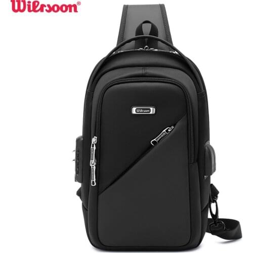 WIERSOON Hot Chest Bag New Anti-thief Men Crossbody Bag Waterproof Shoulder Bags USB Charging Short Trip For Male Travel Pack