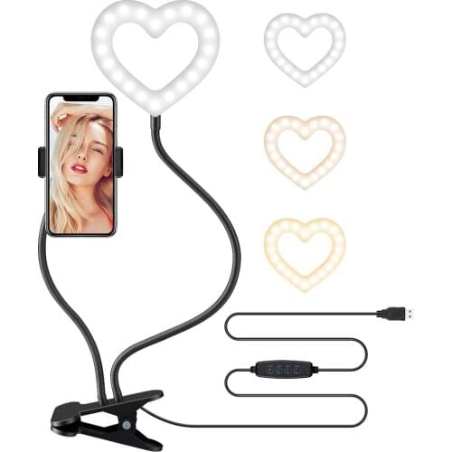 Dimmable LED ring light, for photography and selfie ring light, with tripod for makeup, real-time video, dimmable light