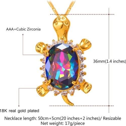 European And American Fashion Cute Turtle Pendant Copper Plated 18K Gold Inlaid AAA Zircon Necklace Jewelry