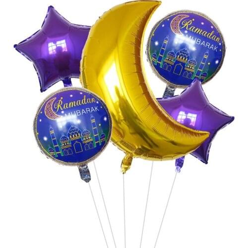 1set Eid Mubarak Party decoration Ballon star moon balloon Muslim Ramadan Mubarak party Home Store Party Eid Decor supplies