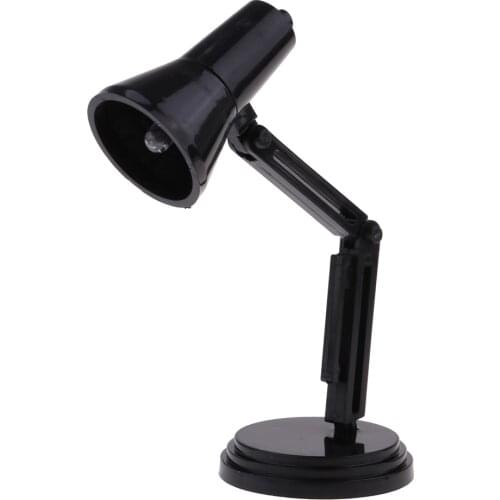 1/6 Dolls House Miniature LED Desk Lamp Light for Figures Accessory Dollhouse Study Room Decor Black