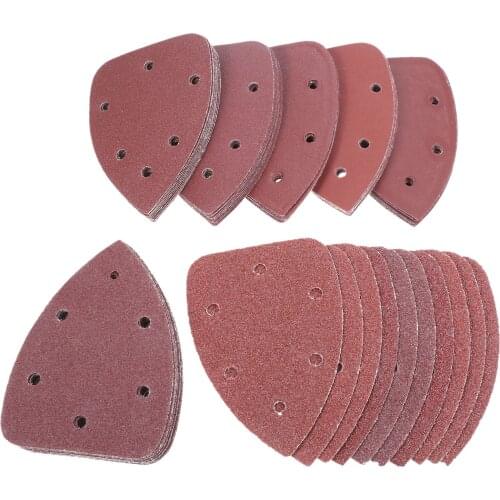 10pcs Triangle Sand Paper 6 holes 140*140*98 40/60/80/120/180/240/320 Latex Paper Backing Sanding Sheets Hook and Loop Sander
