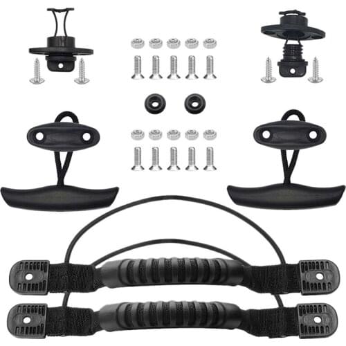2Pack of Kayak Carry Handles with Pull T-Handle and Cord&Pad Eyes with Kayak Drain Plug Kits Thread Bung for Kayak Canoe