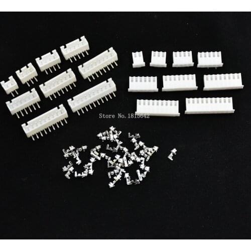 20 Sets XH2.54 wire Connector XH 2.54mm Right Angle Curved pin Header + Housing + Terminal for PCB Car 2/3/4/5/6/7/8/9/10Pin