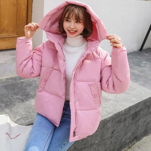2019 new womens cotton coat short tops paragraph thickening hooded bread loose bf warm outwear zipper Buckle overcoat winter