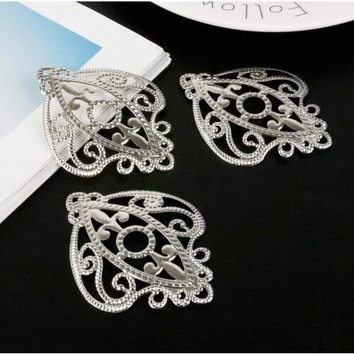 5pcs Big Crown Filigree Wraps Flower Connectors Metal Craft Gift Decoration DIY Jewelry Making