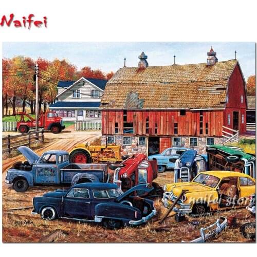 5D Diamond Embroidery Farm Scenery Old Car Diamond Painting Full Round Drill Sale Nostalgic/Retro Pictures Handmade Home Decor