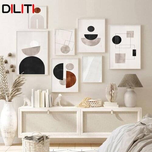 Abstract Graphic Shapes Canvas Poster Beige Texture Wall Art Nordic Modern Print Painting Picture for Living Room Decor