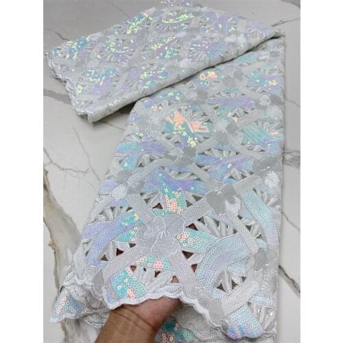African Lace Fabric Diy Dress Design White African Lace Fabric 2021 Sequins Tulle Lace Fabric For Nigerian Net Sew Dress 4248B