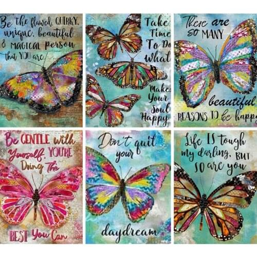 Diamond Painting 5D Butterfly Cross Stitch Home Decor Rhinestones Diamond Embroidery Quotes Crafts Needlework Diy Gifts