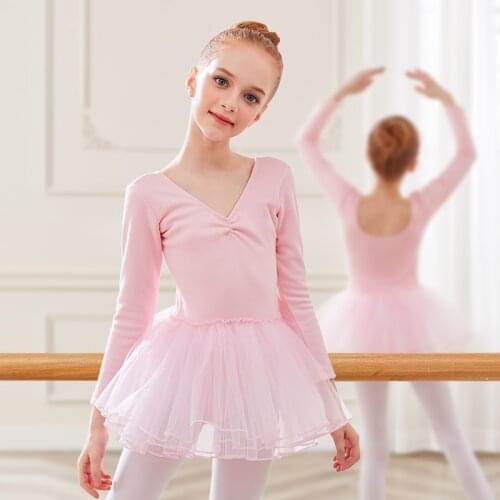 Girls Ballet Leotards Thicken Fleeced Dance Tutu Dress Long Sleeve Kids Velvet Winter Girls Ballet Clothes Dance Wear