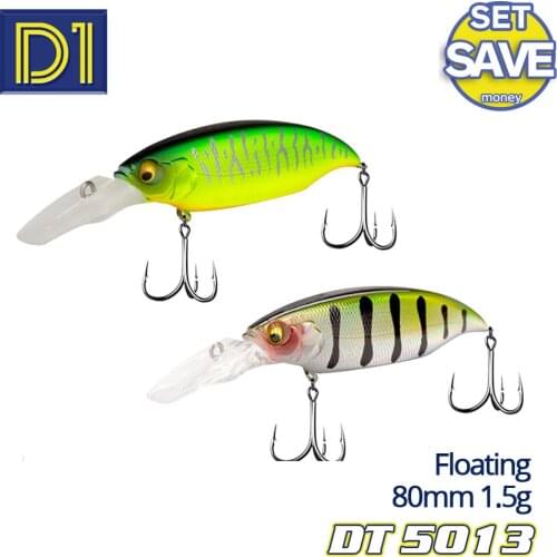 D1 Bass Pike Fishing LureFloating Minnow DIVE ELBO 78F 80mm 11.5g Rolling wobbler Spring and summer for fishing Swimbait DT5013