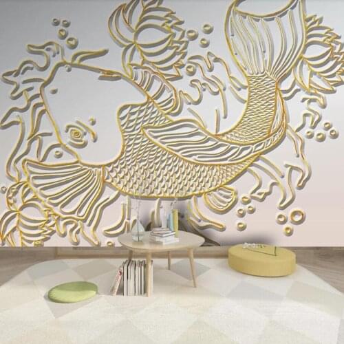 Milofi custom large 3D wallpaper murals gold embossed squid murals living room wall decoration painting decorative wallpaper