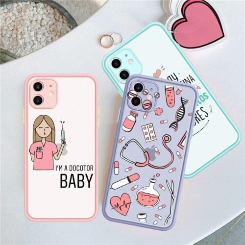 GYKZ Cartoon Medicine Doctor Nurse Phone Case For iPhone 7 11 Pro XS MAX SE 2020 X XR 8 6Plus Shockproof Clear Cover Matte Coque