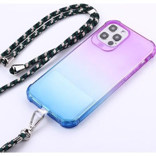 Rainbow Chain Necklace Phone Case For iPhone 12 Mini 11 Pro Max XS MAX X XR 6 7 8 Plus SE 2020 Lanyard Neck Strap Cord Rope Cove