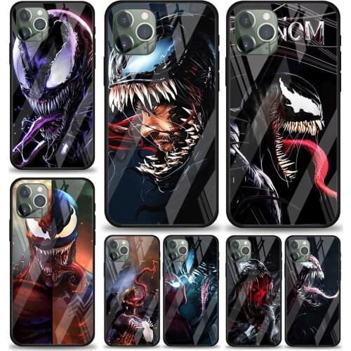Venom Marvel Hero for Apple iPhone 12 Pro Max Mini 11 Pro XS Max X XR 6S 6 7 8 Plus Luxury Tempered Glass Phone Case