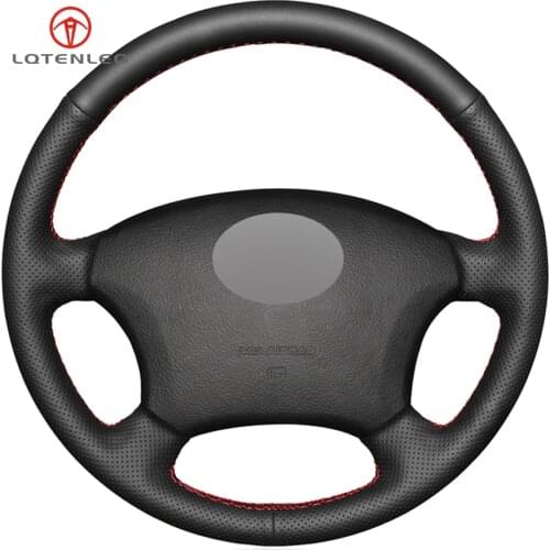 LQTENLEO Black Artificial Leather Steering Wheel Cover For Toyota Land Cruiser Prado 120 Tacoma 4Runner Hilux Sequoia Highlander