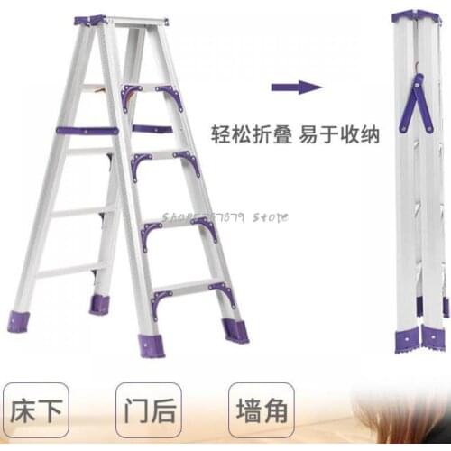 Double Rib Aluminum Alloy Miter Ladder Household Thickened Ladder Folding Climbing Decoration Double Side Outdoor Engine