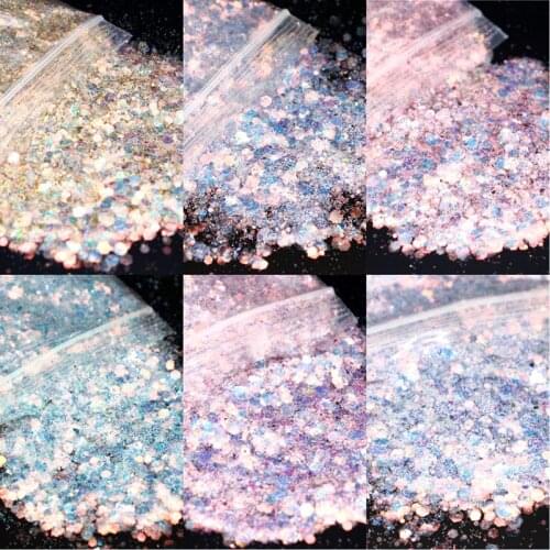 10ml Holographic Mermaid Nail Glitter Sequins Hexagon Powder Sequins Chunky Laser Sparkly Flakes Slices Manicure Decoration
