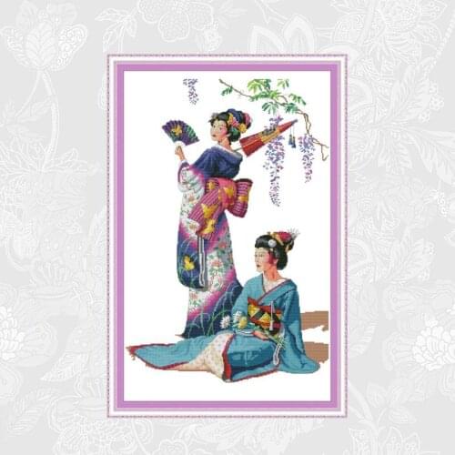 Kimono beauty Cross Stitch kits,Count Print On Canvas Embroidery 14CT 11CT Needlework Set, DIY Handmade Cross-stitch Crafts