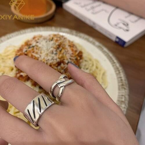 XIYANIKE 925 Sterling Silver New Arrival Cross Knot Hollow Line Ring Decoration Trend Fashion Couple Handmade Кольцо Jewelry
